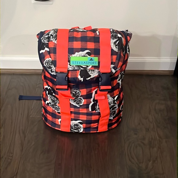 Adidas Stella McCartney Sport Backpack floral indigo book Bag laptop Slv Womens - Picture 1 of 16